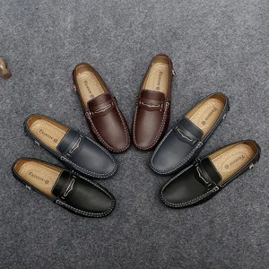 Men casual leather loafers slip-on driving moccasins comfortable flat shoes male footwear