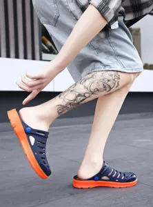 Thick sole non-slip breathable clogs sandals for summer beach casual daily wear blue orange