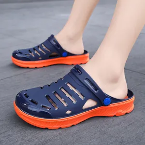 Summer thick-soled anti-slip hollow clogs, couple beach shoes, casual breathable sandals.