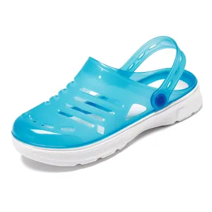 Summer waterproof jelly clogs for men and women, lightweight breathable beach shoes.