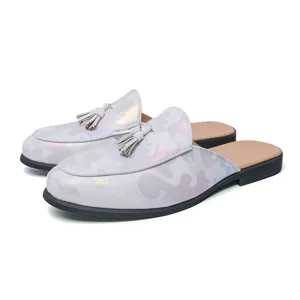 Heren zomer rugloze muiltjes loafers casual puntige platte schoenen met kwastje