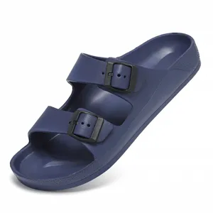 Sandales plates confortables à double boucle pour hommes et femmes, chaussures de plage.