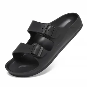 Sandales plates homme double bride été semelle épaisse chaussures de plage confortables