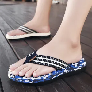 Men's summer beach flip flops, comfortable blue camo soft sole casual outdoor sandals size.