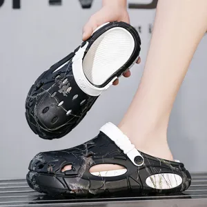Men's camo garden clogs breathable outdoor beach sandals thick sole dual-wear water shoes