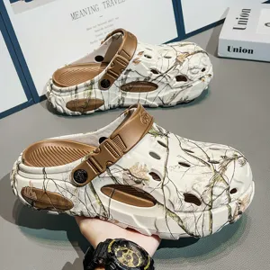 Men's camouflage garden shoes thick sole casual beach sandals outdoor waterproof clogs.