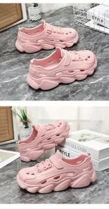 Pink lightweight summer beach hole shoes breathable casual couple clogs detail view display