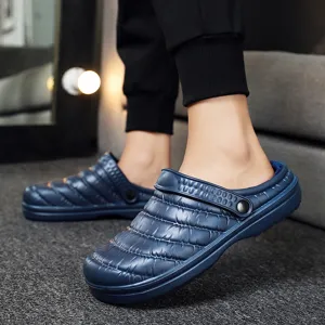 Winter warm cotton slippers for men and women waterproof fleece lined casual indoor couple shoes