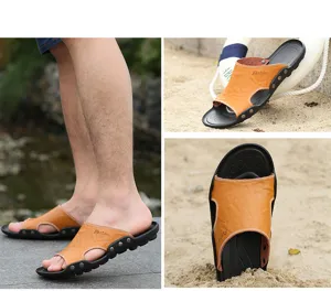 Sandalias de verano para hombre punta abierta playa suela blanda con decoracion de remaches.