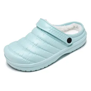 Winter plush lined warm clogs casual indoor cotton shoes comfortable slip-on house slippers
