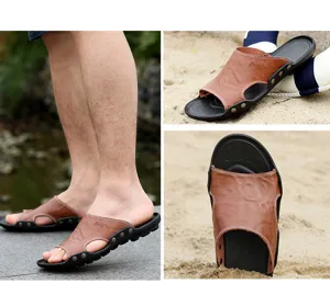 Sandalias de playa informales de punta abierta para hombre, suela suave cómoda zapatos de verano.