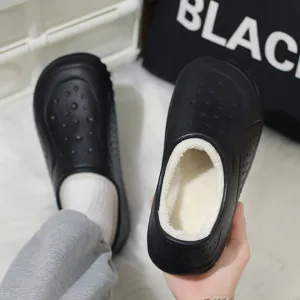 Winter men fleece lined clogs slip on warm shoes thick bottom anti slip indoor home shoes