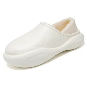 Winter fleece lined warm cotton slip on shoes casual outdoor couple clogs shoes slippers