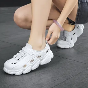 Lightweight summer hollow beach shoes, breathable casual chunky sneakers for women daily wear.
