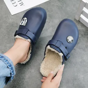 Zapatillas de invierno para hombre cálidas forradas punta cerrada slip on zapatos casual