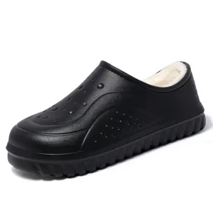 Men winter warm fleece lined clogs thick sole anti slip indoor and outdoor shoes