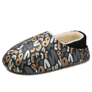 Zapatos de algodón informales forrados de polar de invierno, zapatillas cálidas cerradas.