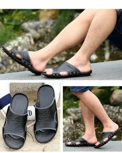 Sandalias de verano para hombre puntera abierta zapatos de playa casuales suela blanda