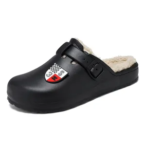Zuecos de invierno cálidos para hombre zapatos casual forrados de felpa zapatillas cómodas