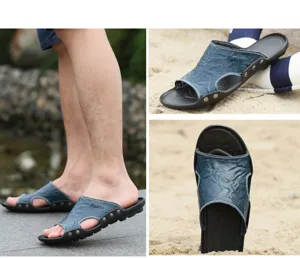 Sandalias de verano para hombre punta abierta zapatos de playa casual suela blanda transpirable