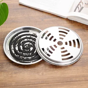 Stainless Steel Mosquito Coil Holder with Cover Portable Ash Tray Metal Burner