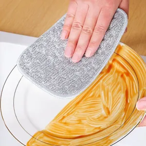 Panno per Piatti in Microfibra con Filo d'Argento Spugna Abrasiva Doppio Strato Panno per Pulizia Cucina