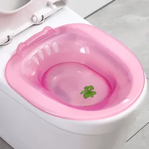 Portable pink plastic sitz bath basin for toilet postpartum care pregnant women hygiene
