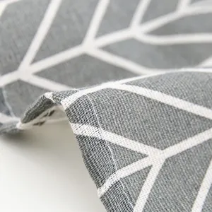 High quality Japanese cotton linen printed apron fabric detail with stylish grey geometric pattern.