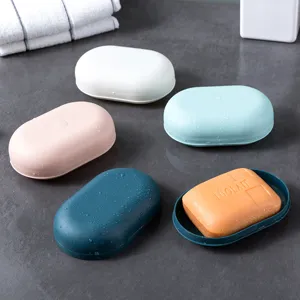 Portasapone in plastica portatile con coperchio e scolo, portasapone da bagno colorato.