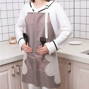 Japanische wasserdichte Kochen Schürze mit Handtüchern verstellbarer Riemen braun gestreift