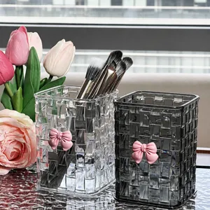 Princess style makeup storage box clear pencil holder desktop organizer for brushes lipstick