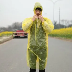 Adult Disposable Raincoat Waterproof Transparent Rain Poncho Hooded Lightweight Rain Gear For Hiking Outdoor Travel Camping