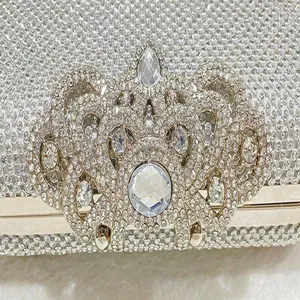 Elegant rhinestone evening clutch bag sparkling crystal purse detailed close-up for party
