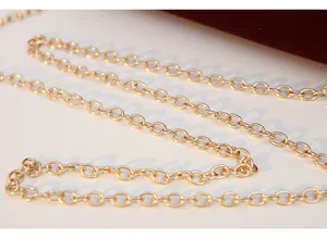 Detailed shot of a golden metal chain strap, showcasing fine links and delicate design.