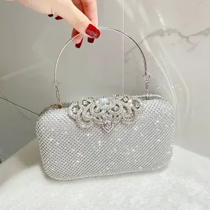 Womens Evening Bag Rhinestone Banquet Handbag Luxury Metal Evening Clutch Bag Wedding Party Purse For Women