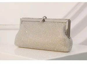 Elegante Strass Abendtasche mit Silber Metallrahmen fur Damen Partykleid Anlass.