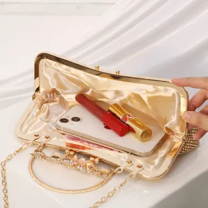 Rhinestone Evening Clutch Bag Elegant Glitter Chain Shoulder Bag for Wedding Party Prom