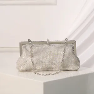 Damen Strass Abendtasche Vintage Dumpling Form Schulter Handtasche Luxus Metallrahmen Party Abschlussball Handtasche