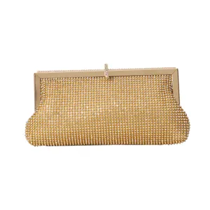 Luxus goldene Strass Abendtasche glänzende Kristall Handtasche für Damen Hochzeit Party Kleid.