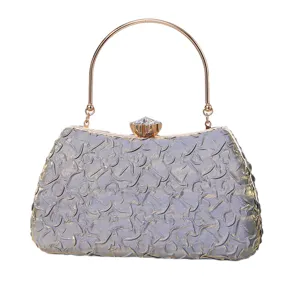 Elegant evening handbag with gold round handle and crystal clasp for women parties