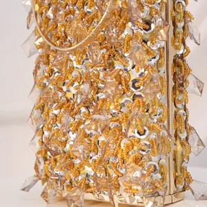 Vintage handmade beaded evening clutch bag for women, elegant vertical square bag for wedding banquet.