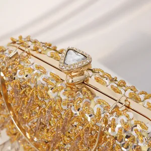 Handgemaakte kraal avondtas, elegante pailletten kristal sluiting handtas voor feest.