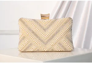 Pearl rhinestone evening clutch bag detail shot luxury beaded wedding party handbag decor
