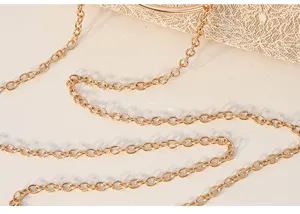 Close-up detail shot of elegant evening bag with gold chain strap and lace textured body.