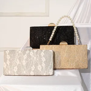 Women Fashion Evening Bag Sequin Lace Clutch Bag Elegant Banquet Party Crossbody Bag Wedding Prom Handbag PU