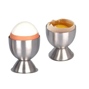 Edelstahl Eierbecher Halter Set, Eierstaender fuer Kueche Fruehstueck Weichgekochte Eier