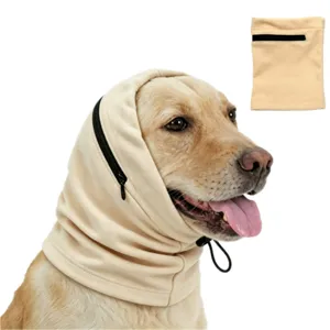 Dog Calming Hood Noise Cancelling Earmuffs Anxiety Relief Soft Fleece Hat For Pets Thunder Fireworks Sound Proof Snood