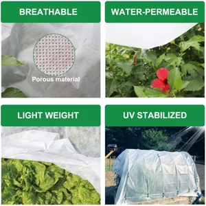 Manta de protección contra heladas transpirable y permeable para plantas de jardín en invierno.