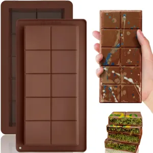 Rectangle silicone chocolate mold for Dubai pistachio candy bar DIY kitchen baking tools