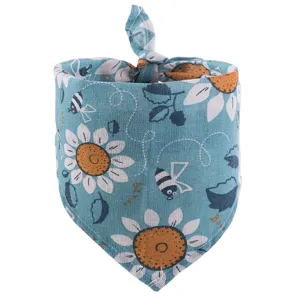Mignon bavoir bandana pour animal de compagnie motif tournesol abeille bleu pour chat chien